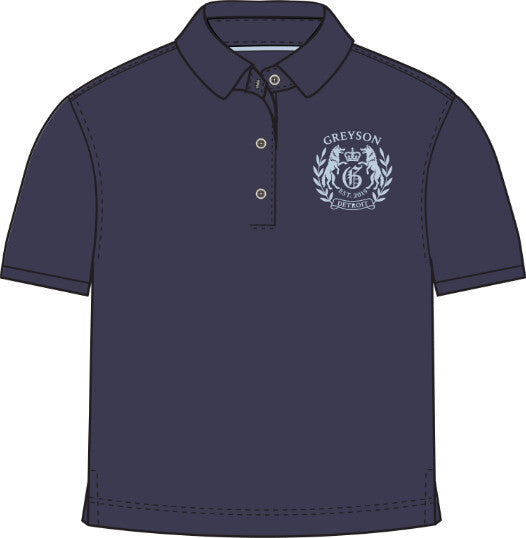 Boxy Short Sleeve Pique Polo with Embroidery - Maltese Blue