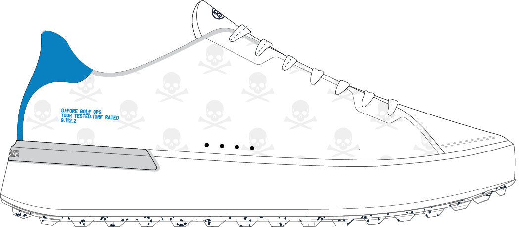 G.112 EMBOSSED SKULL &amp; TEES HYBRID GOLF SHOE - Snow / Cerulean