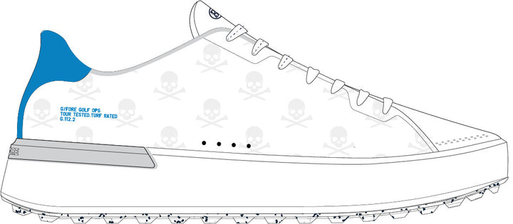 G.112 EMBOSSED SKULL &amp;amp; TEES HYBRID GOLF SHOE - Snow / Cerulean