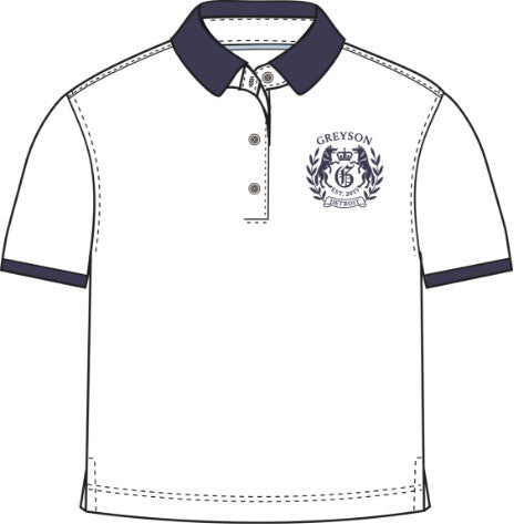 Boxy Short Sleeve Pique Polo with Embroidery - Arctic