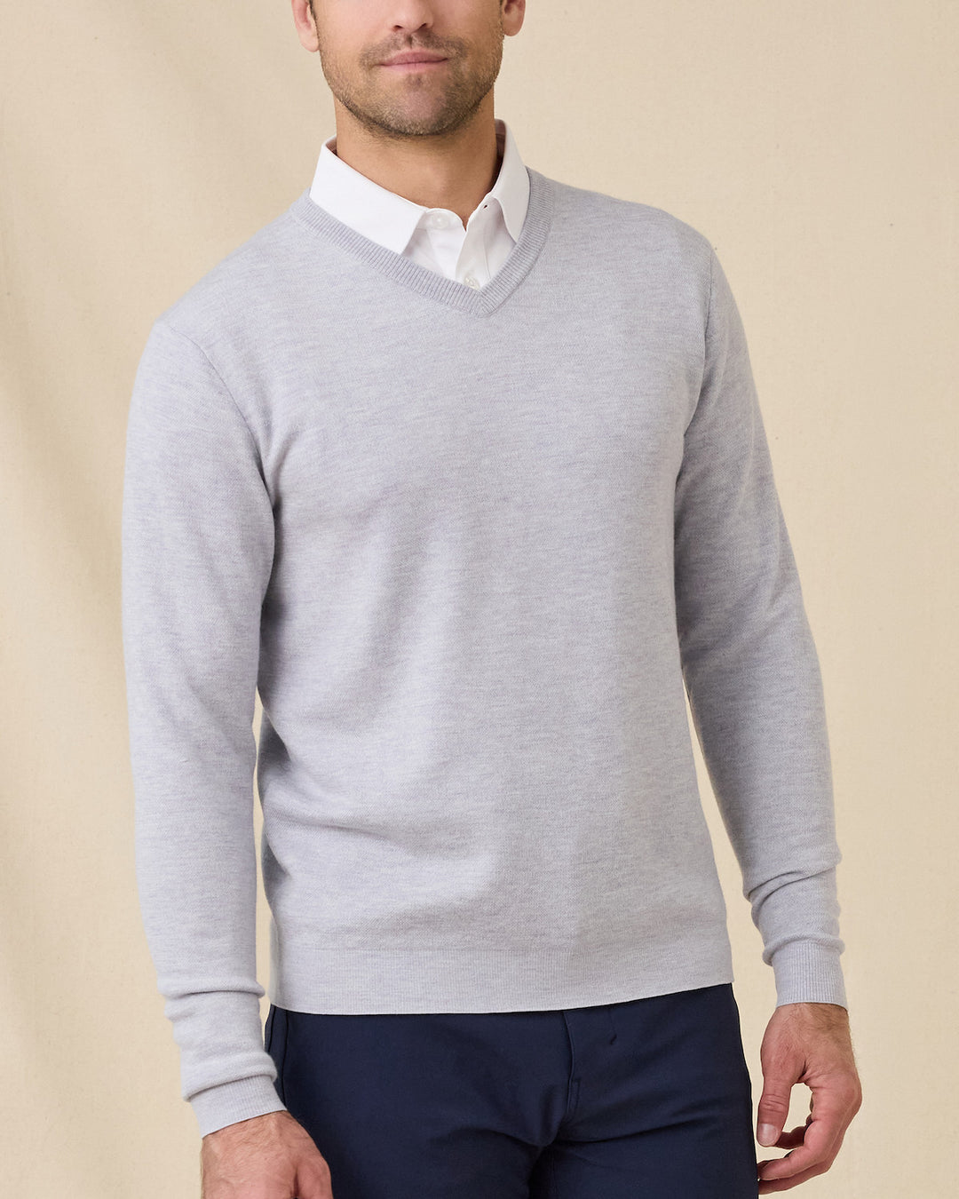 Connery V-Neck Sweater - Light Grey