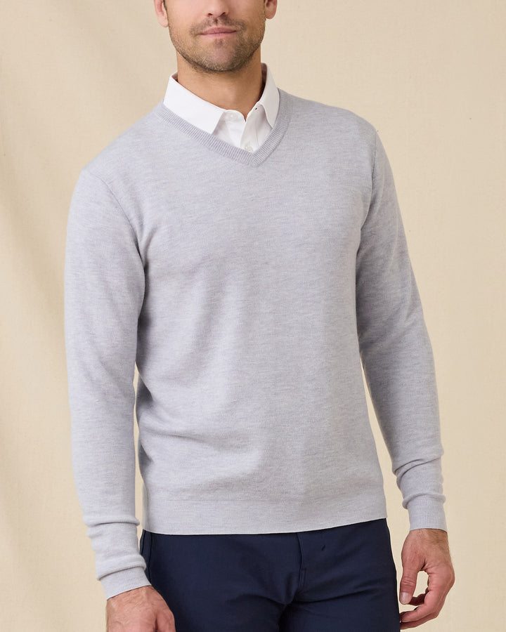 Connery V-Neck Sweater - Light Grey
