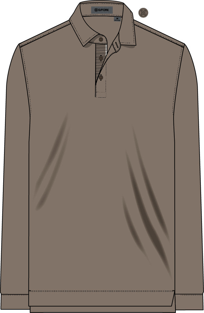 All Play Stretch Knit Long Sleeve Polo - Mocha