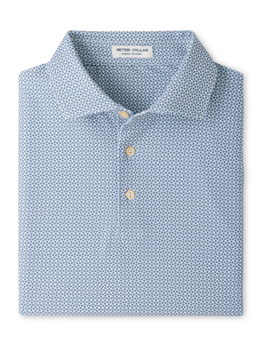 Rambla Performance Jersey Polo - Sean Self Collar - White / Dark Amber