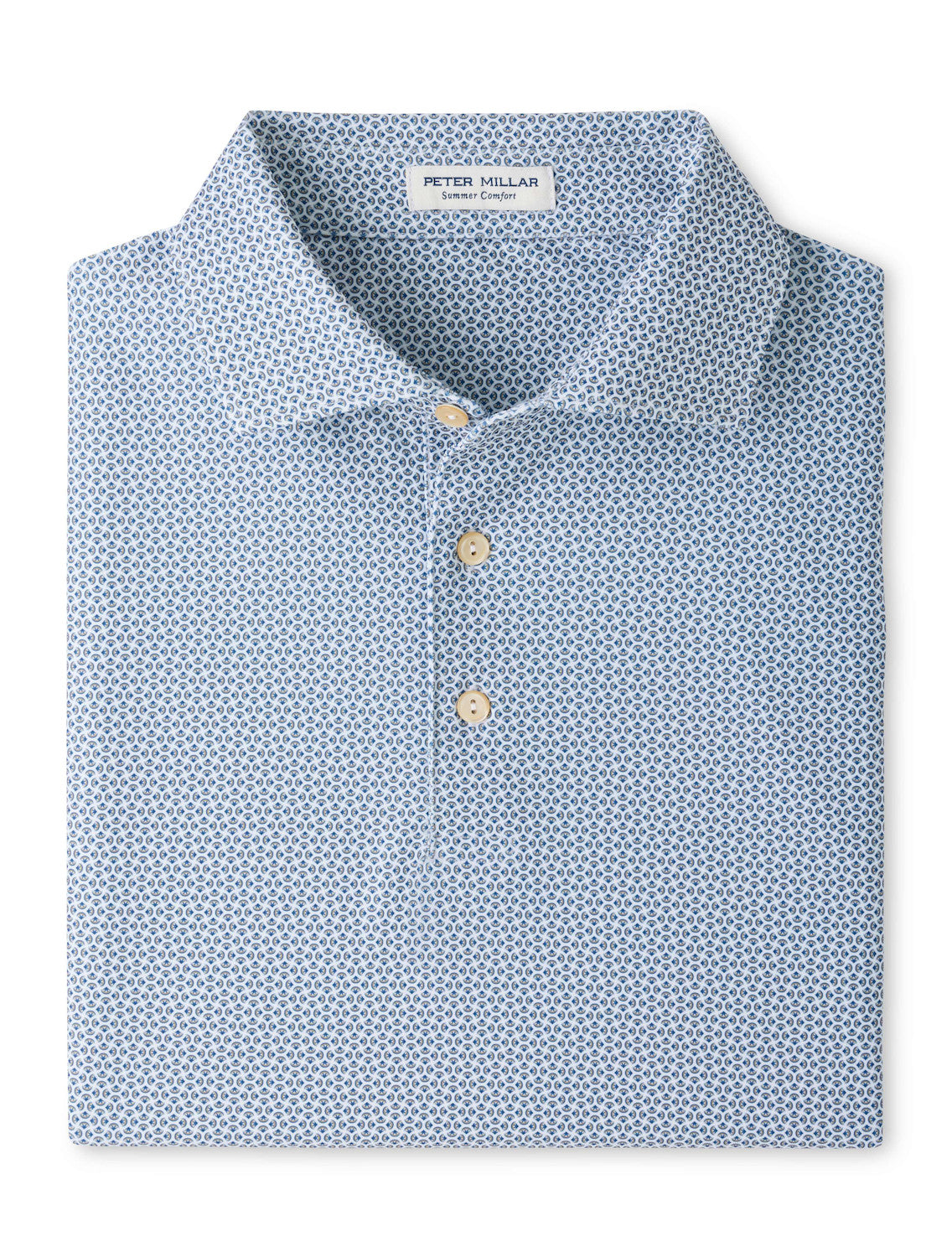 Rambla Performance Jersey Polo - Sean Self Collar - White / Dark Amber