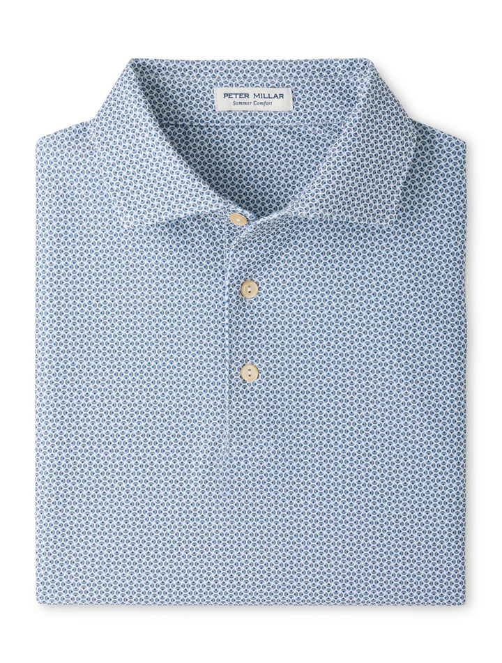 Rambla Performance Jersey Polo - Sean Self Collar - White / Dark Amber