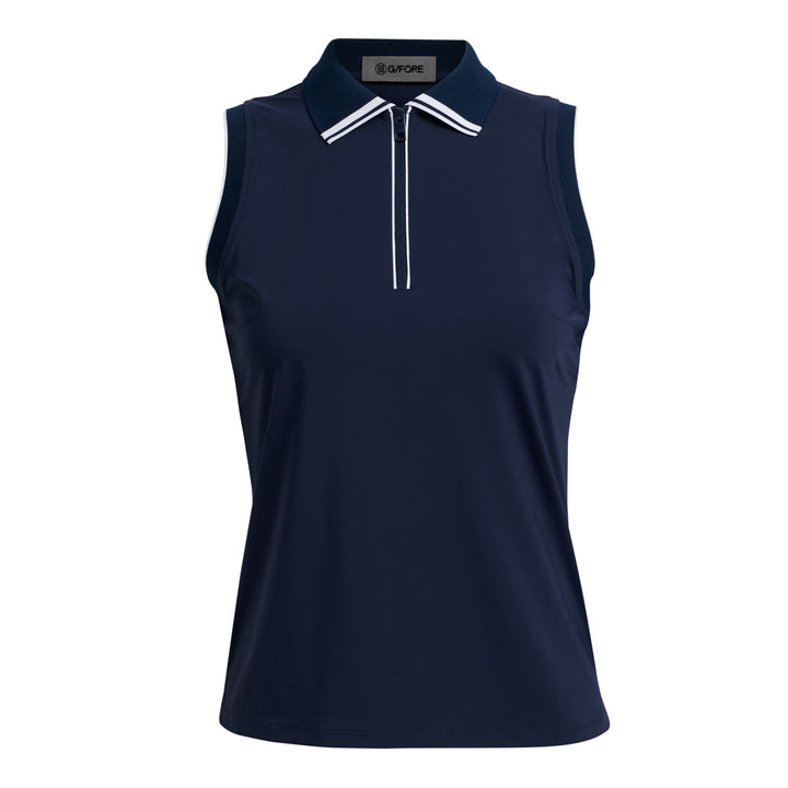 Silky Tech Nylon 1/4 Zip Sleeveless Polo - Twilight