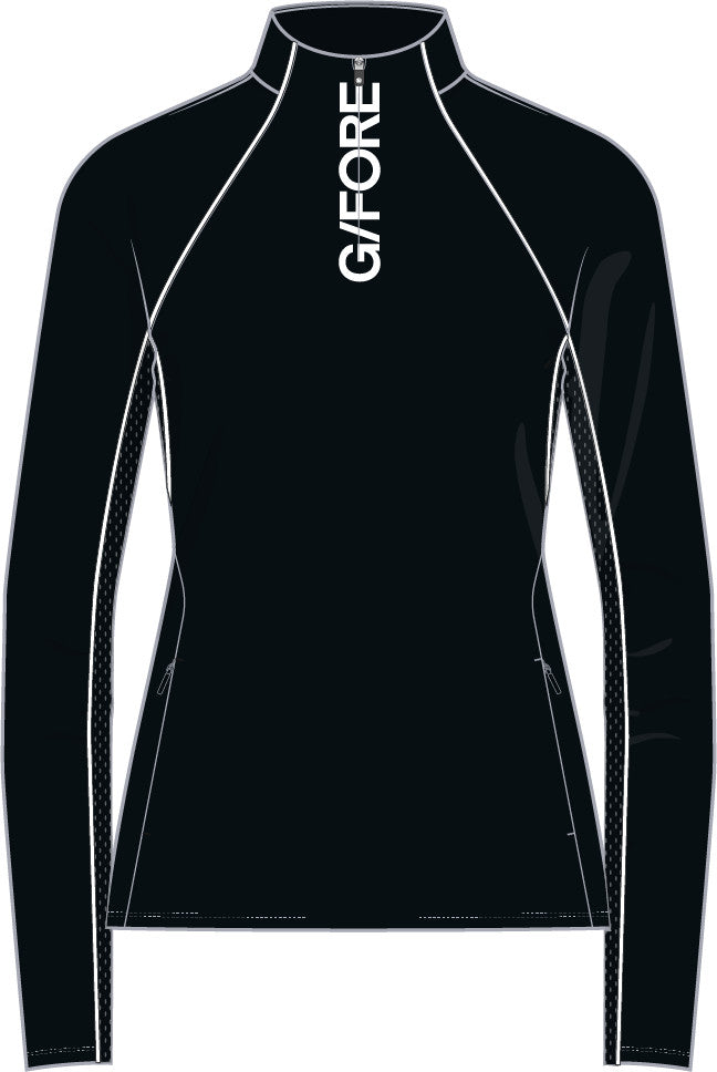 Contrast Mesh Silky Tech Nylon Quarter Zip Pullover - Onyx