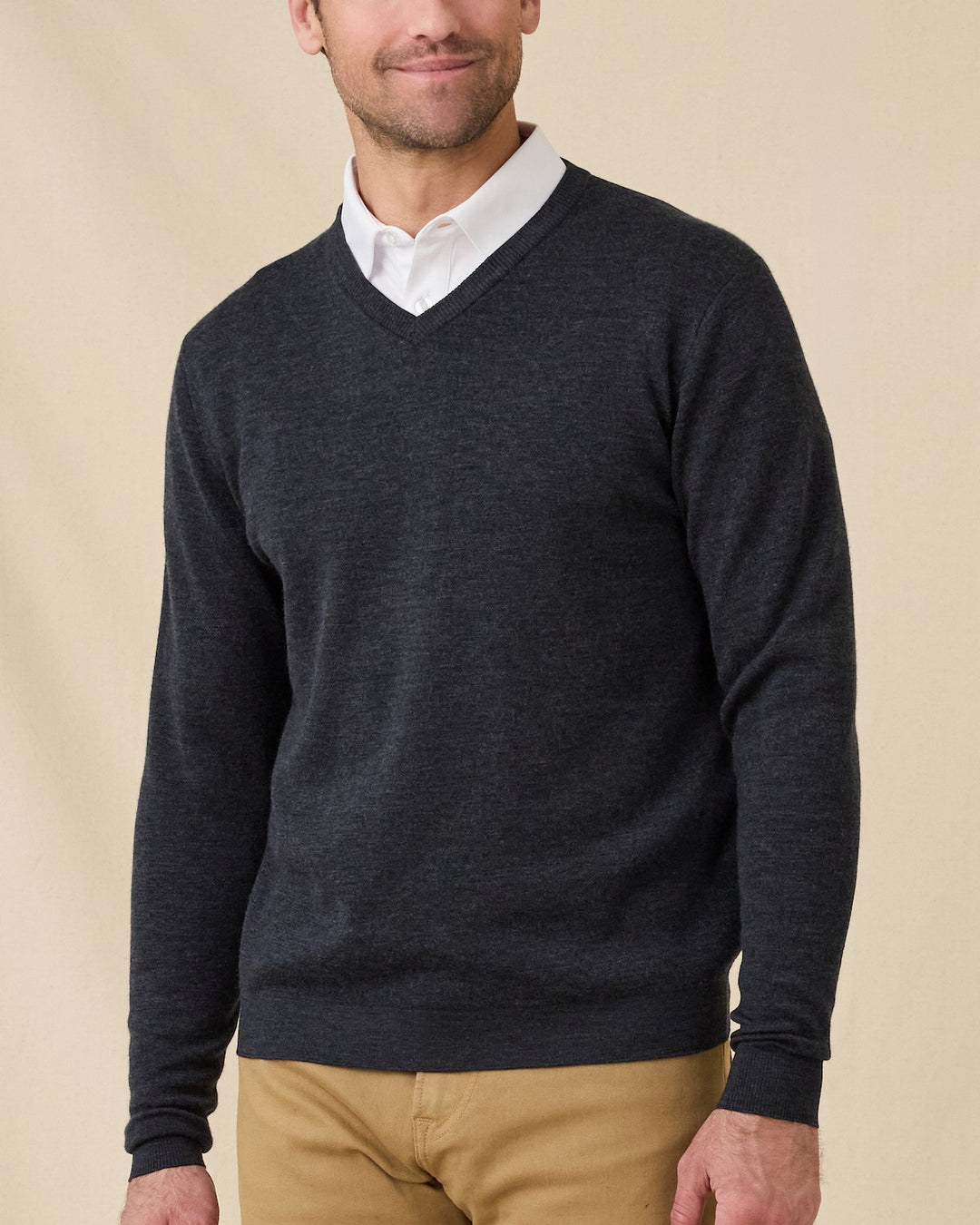 Connery V-Neck Sweater - Dark Grey Heather