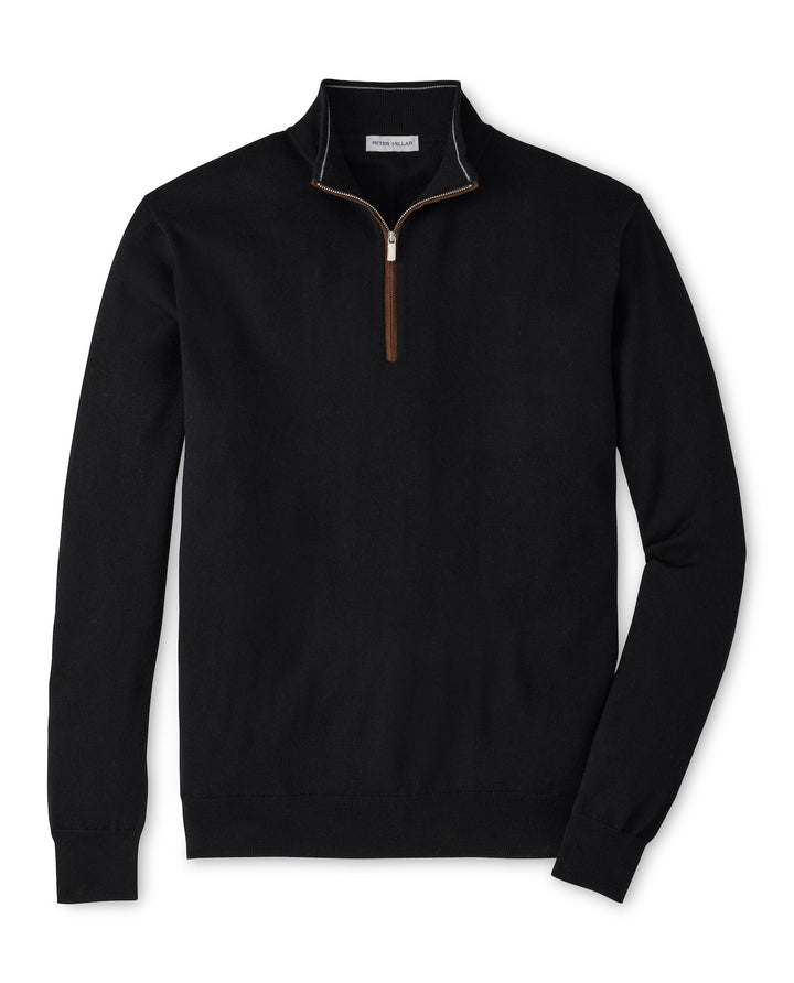 Autumn Crest Suede Trim Quarter-Zip - Black