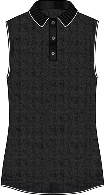 Pointelle Sleeveless Polo - Shepherd