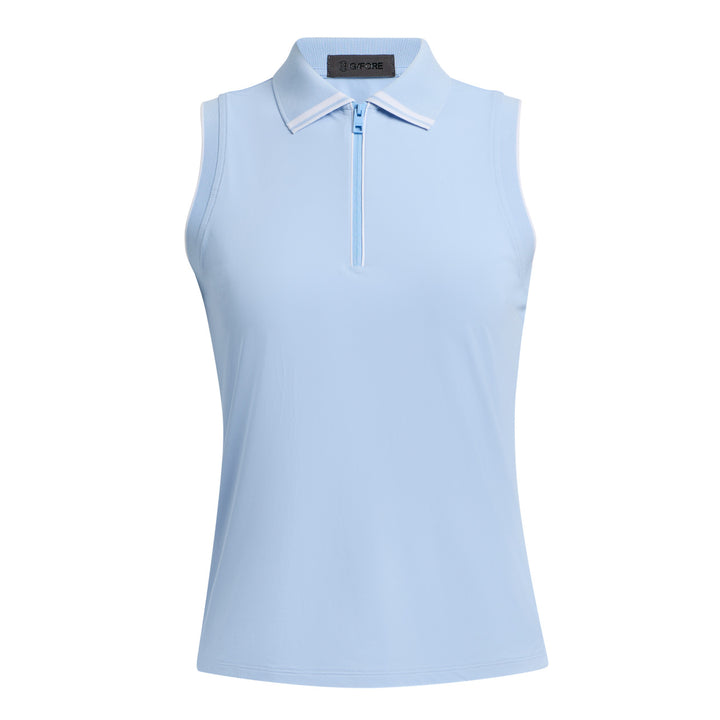 Silky Tech Nylon 1/4 Zip Sleeveless Polo - Sky