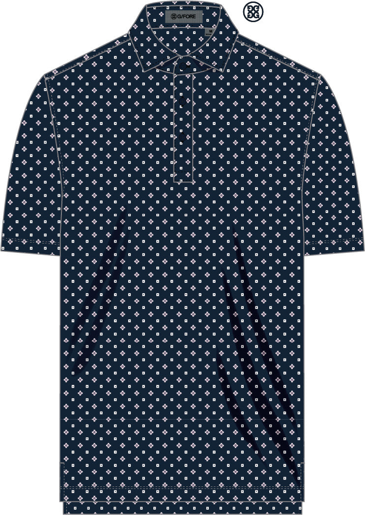 All Play Foulard Geo Stretch Knit Polo - Twilight/Snow