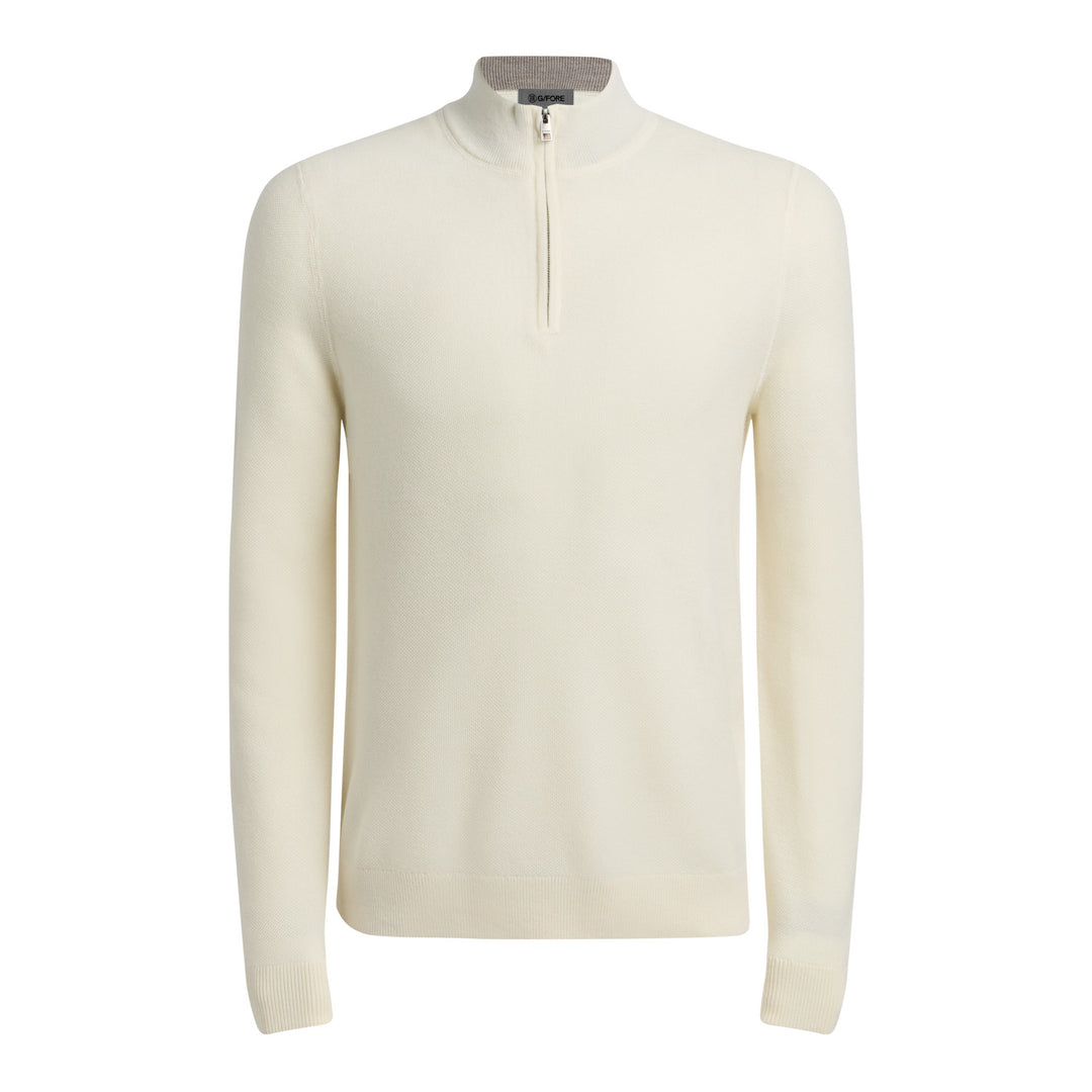 The Club Merino Wool 1/4 Zip Sweater - Chalk White