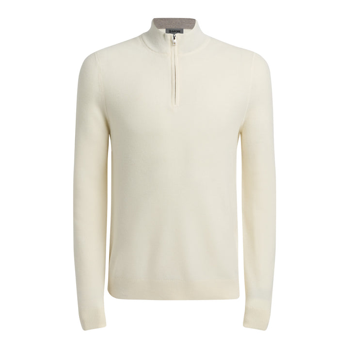 The Club Merino Wool 1/4 Zip Sweater - Chalk White