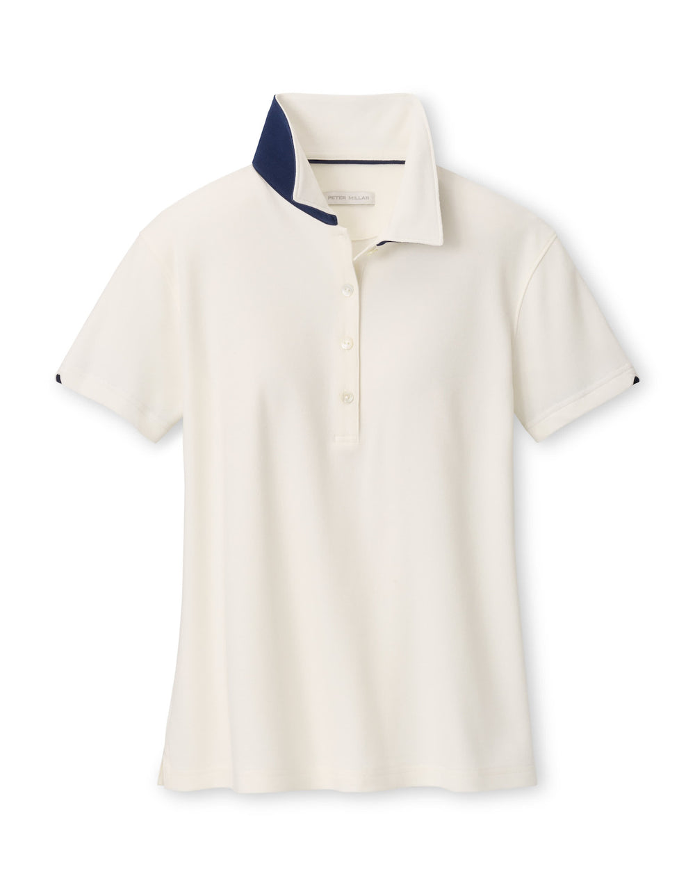 Coolspun Lite Cotton Piqué Polo - Soft White / Navy