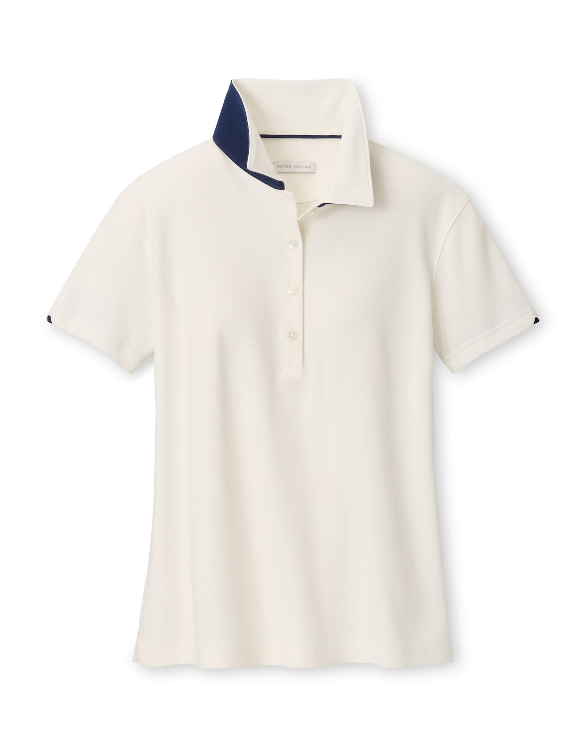 Coolspun Lite Cotton Piqué Polo - Soft White / Navy