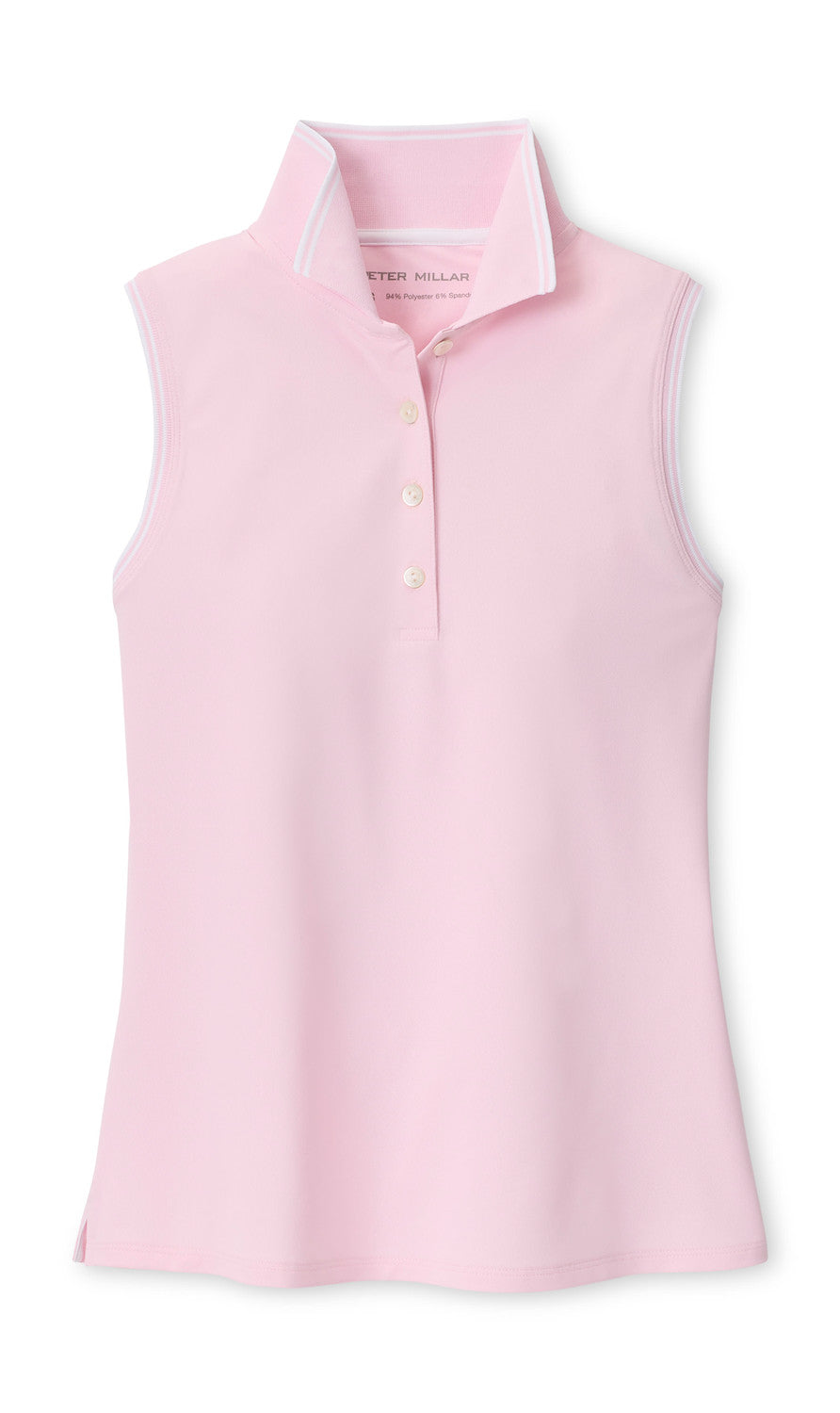 Canterbury Tipped Sport Mesh Sleeveless Polo - Pearl Pink / White