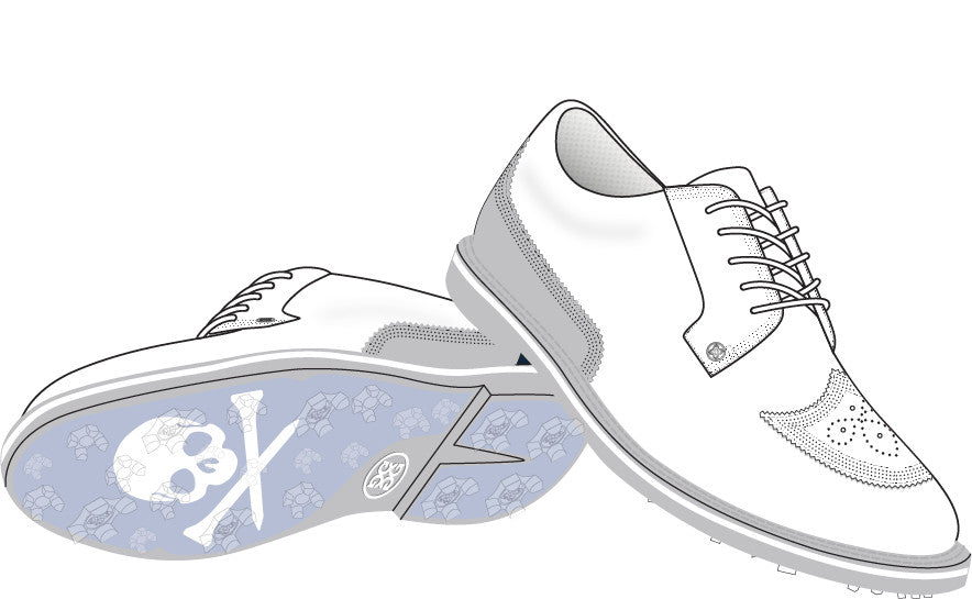 Gallivanter Leather Brogue Golf Shoe - Snow/Nimbus