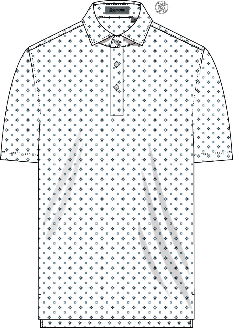 All Play Foulard Geo Stretch Knit Polo - Snow / Sea Foam