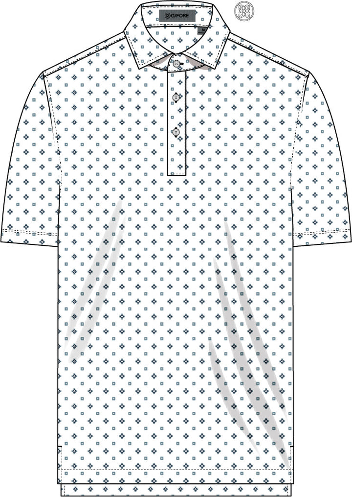 All Play Foulard Geo Stretch Knit Polo - Snow / Sea Foam