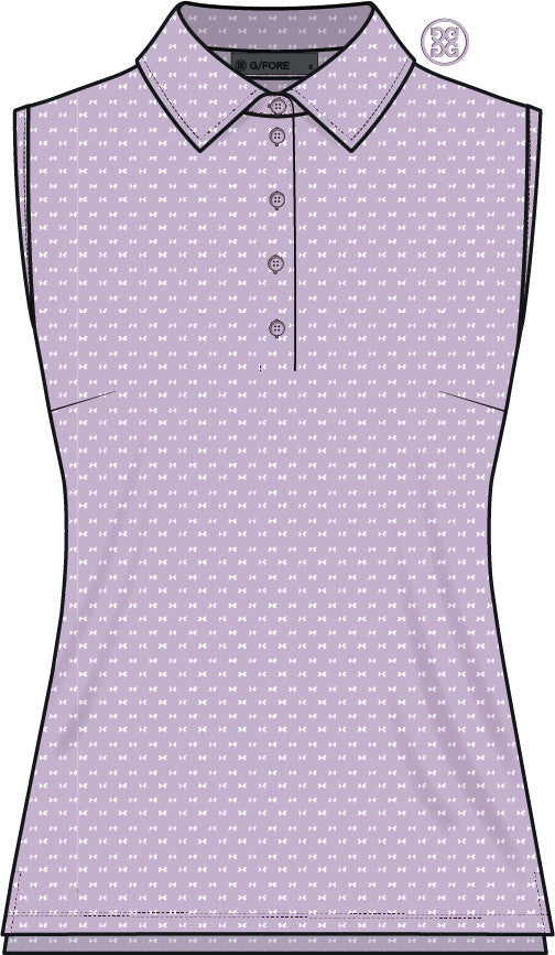 Geo 2 Silky Tech Nylon Sleeveless Polo - Orchid / Snow
