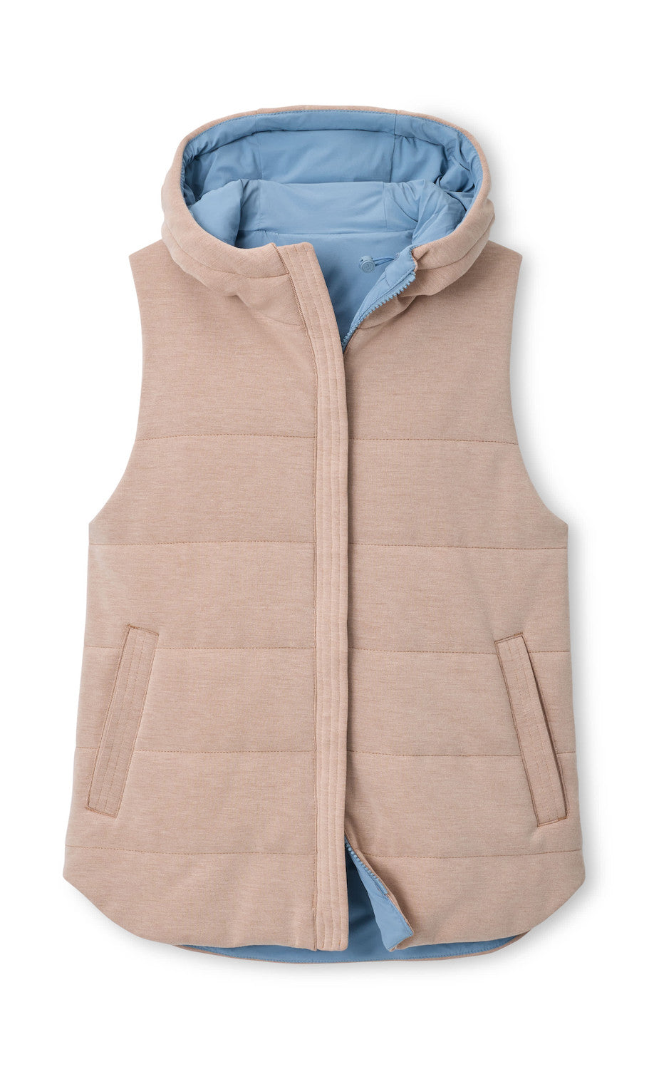 Flora Reversible Vest With Hood - Camel / Rainwater