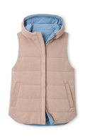 Flora Reversible Vest With Hood - Camel / Rainwater