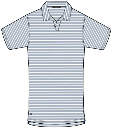 Alpha Slub Johnny Collar Striped Polo - Olympus/Arctic
