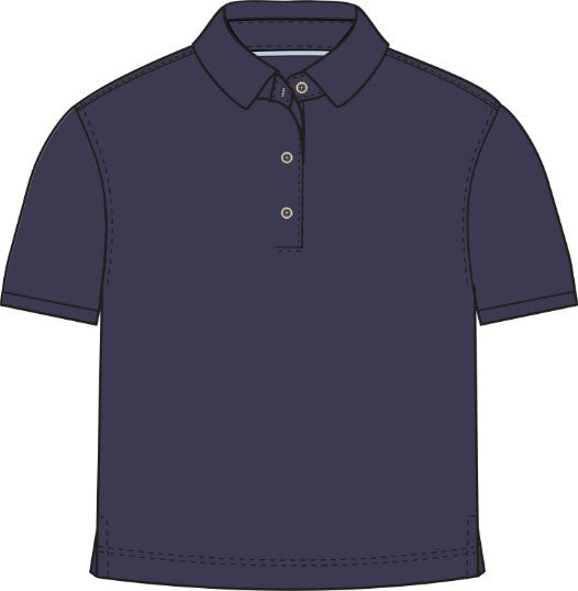 Boxy Short Sleeve Pique Polo - Maltese Blue