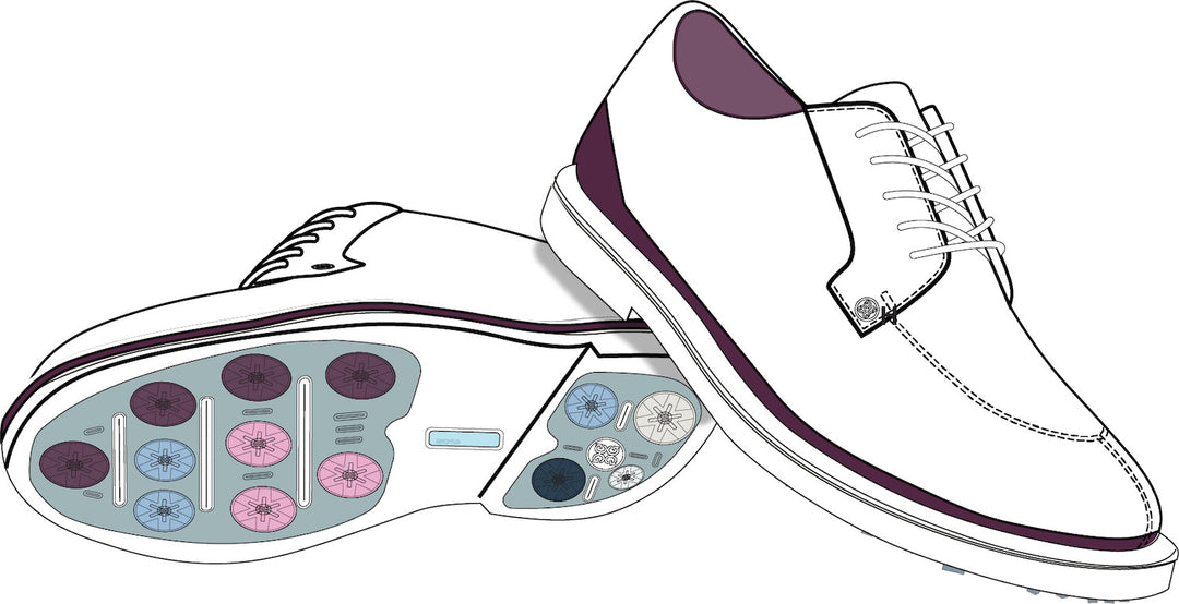 Gallivan2r Split Toe Golf Shoe - Snow / Dark Plum
