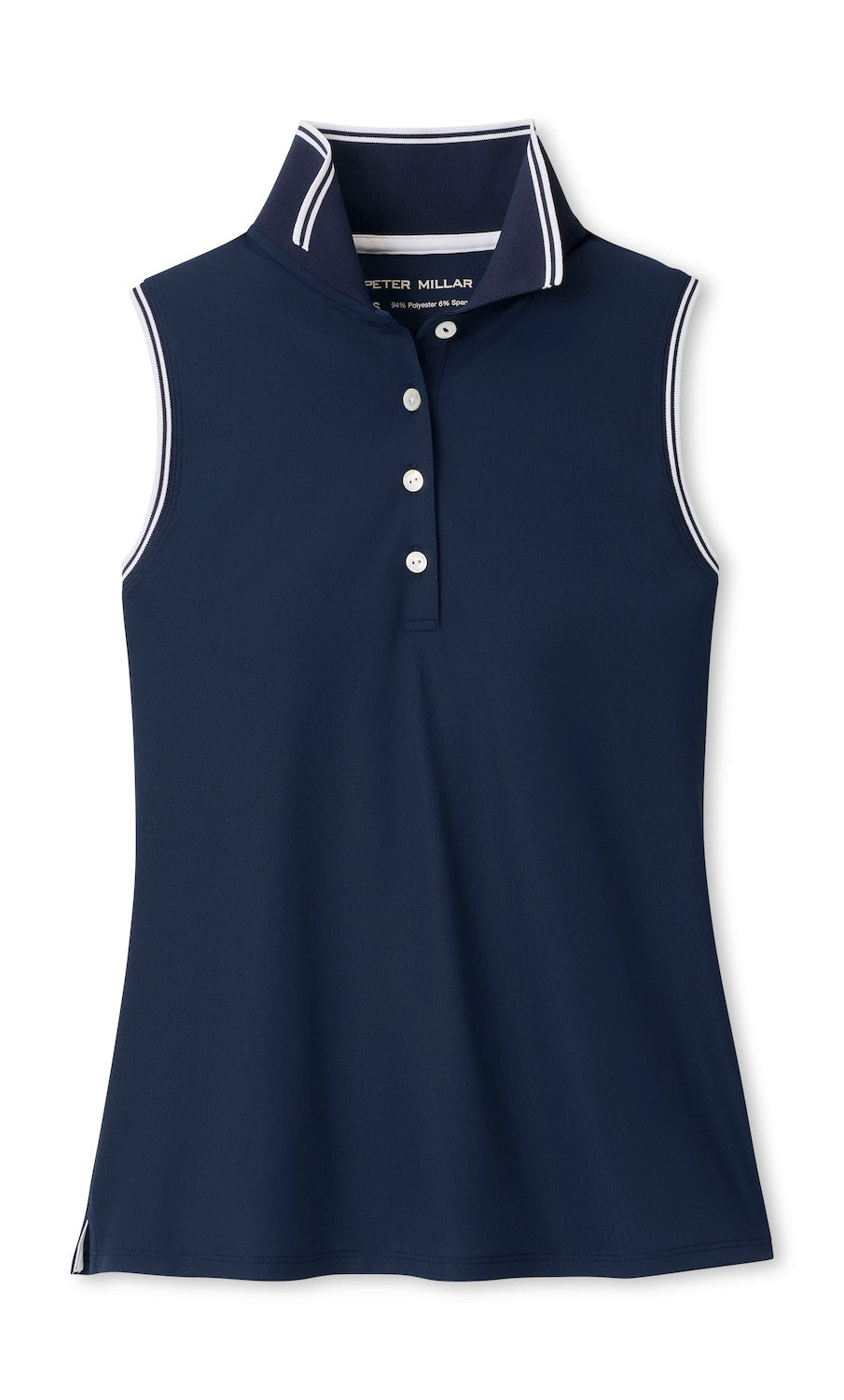 Canterbury Tipped Sport Mesh Sleeveless Polo - Navy / White