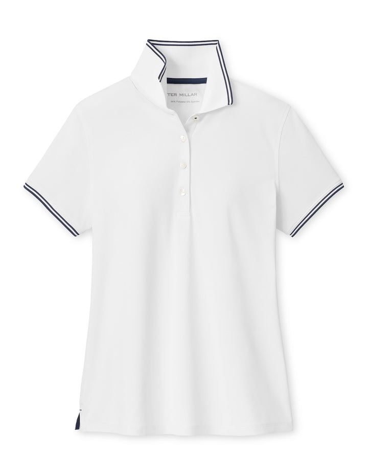 Canterbury Tipped Sport Mesh Short Sleeve Polo - White / Navy