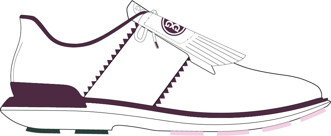 Gallivan2r Balle Saddle Kiltie Golf Shoe - Snow / Dark Plum