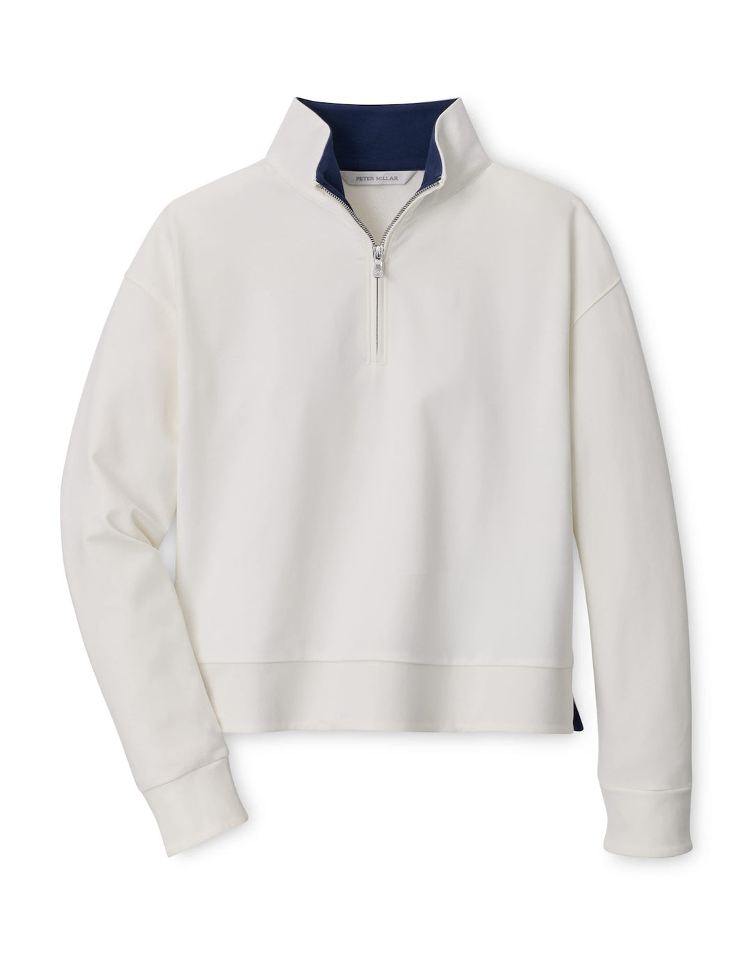 Coolspun Lite Cotton Quarter-Zip Pullover - Soft White / Navy
