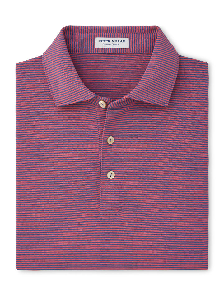 Candor Performance Mesh Polo - Sean Self Collar - Bali Blue / Red Coral
